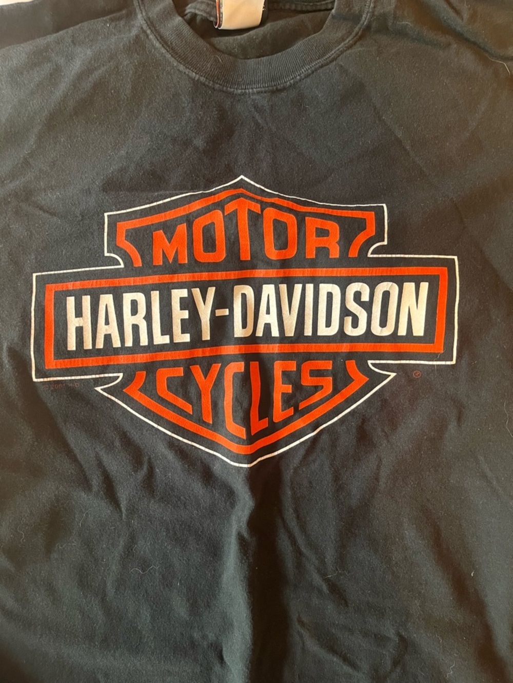 ***VINTAGE2003***Harley-Davidson Black T-Shirt with Orange and White Shield Logo